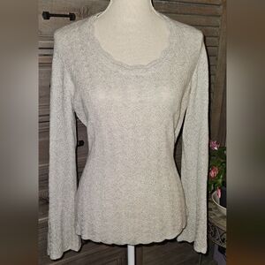 Ann Taylor Cashmere Silver Sweater Sz Lg Excellent Condition